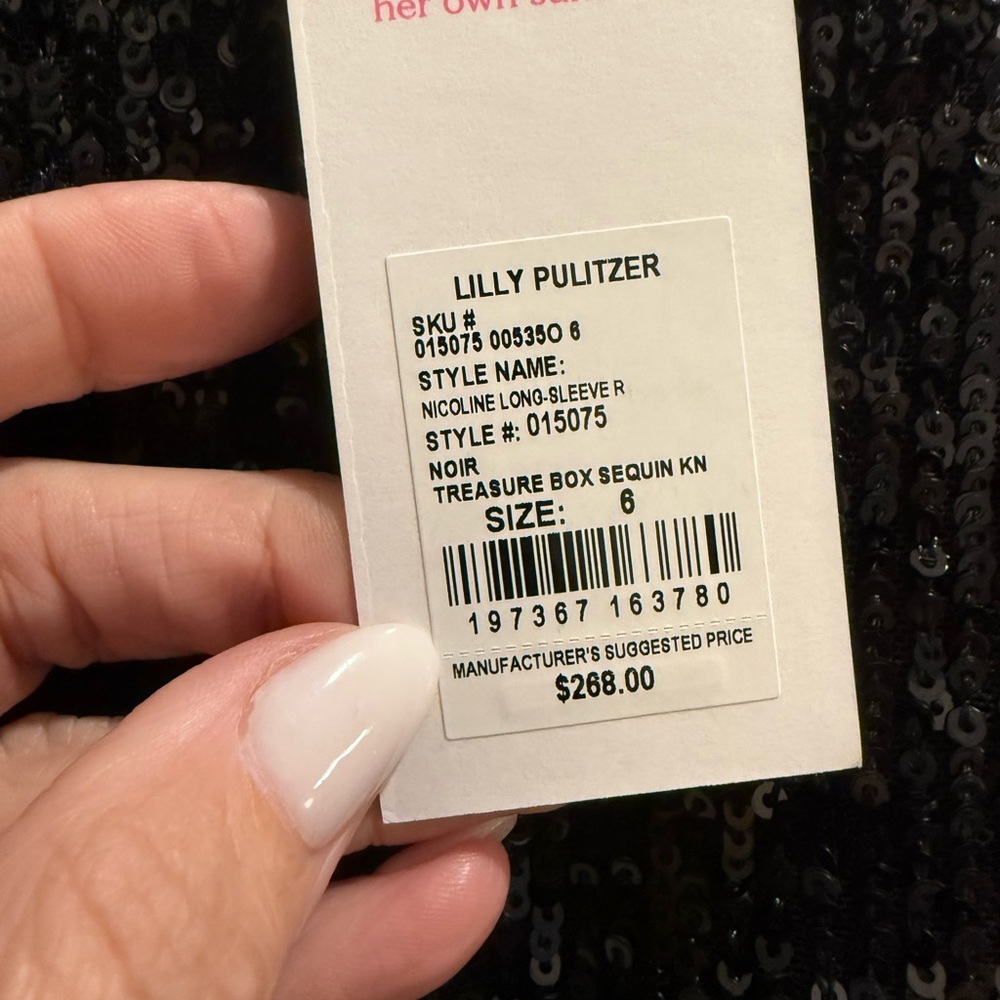 NWT Lilly Pulitzer Black Sequin Long Sleeve Romper - Nicoline - Picture 4 of 7